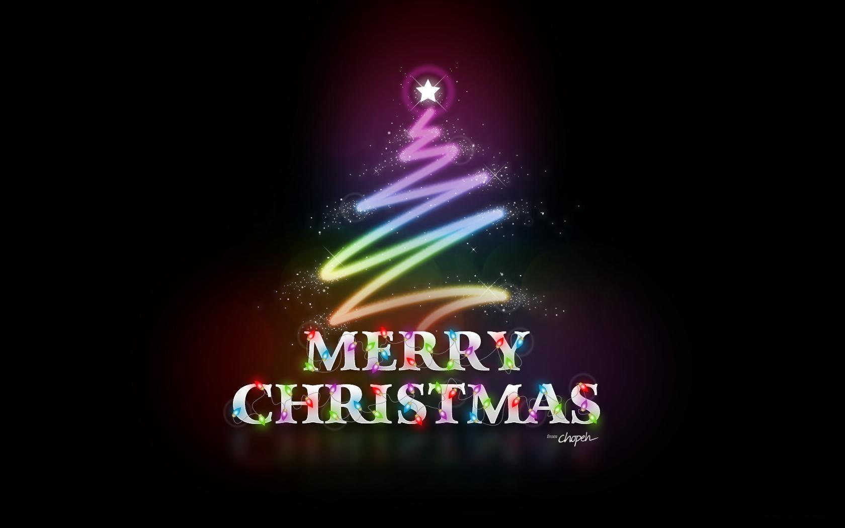 1680x1050 Merry Christmas With Rainbow Wallpaper