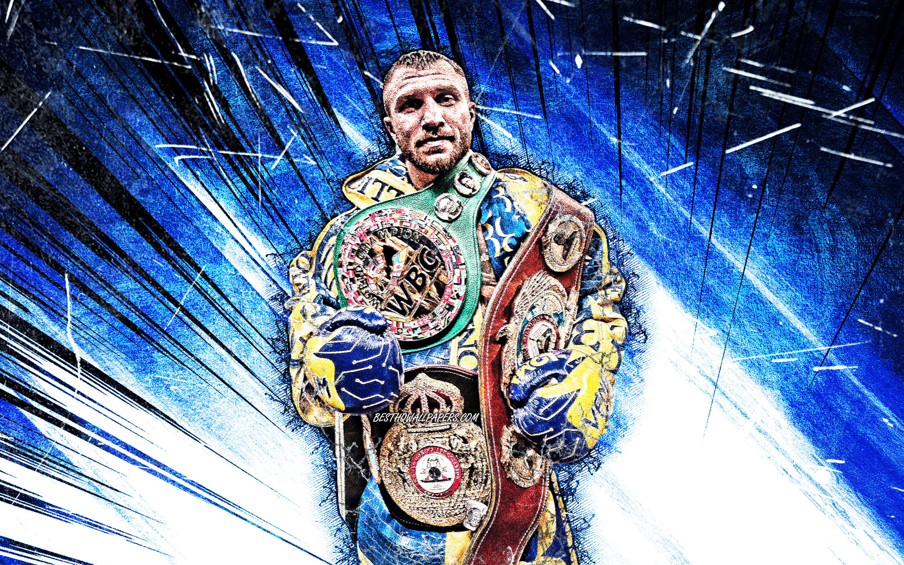 3840x2400 Download Wallpaper 4k, Vasyl Lomachenko, Grunge Art, Ukrainian Boxers, LOMA, Vasiliy Lomachenko, WBA, WBO, WBC, Blue Abstract Rays, Boxers, The Matrix, Hi Tech, Vasyl Lomachenko 4K For Desktop With Resolution 3840x2400. High Quality