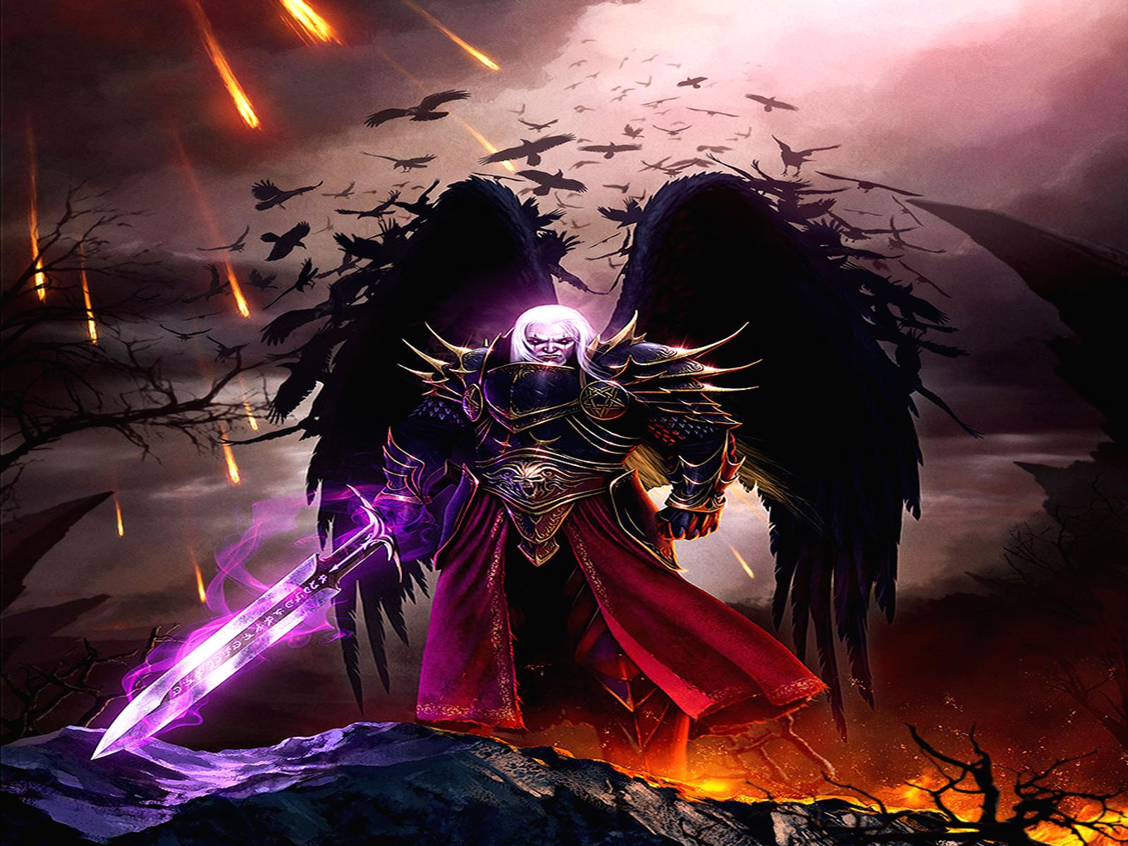 1600x1200 Angel Dark Wallpaper Knight With Wings