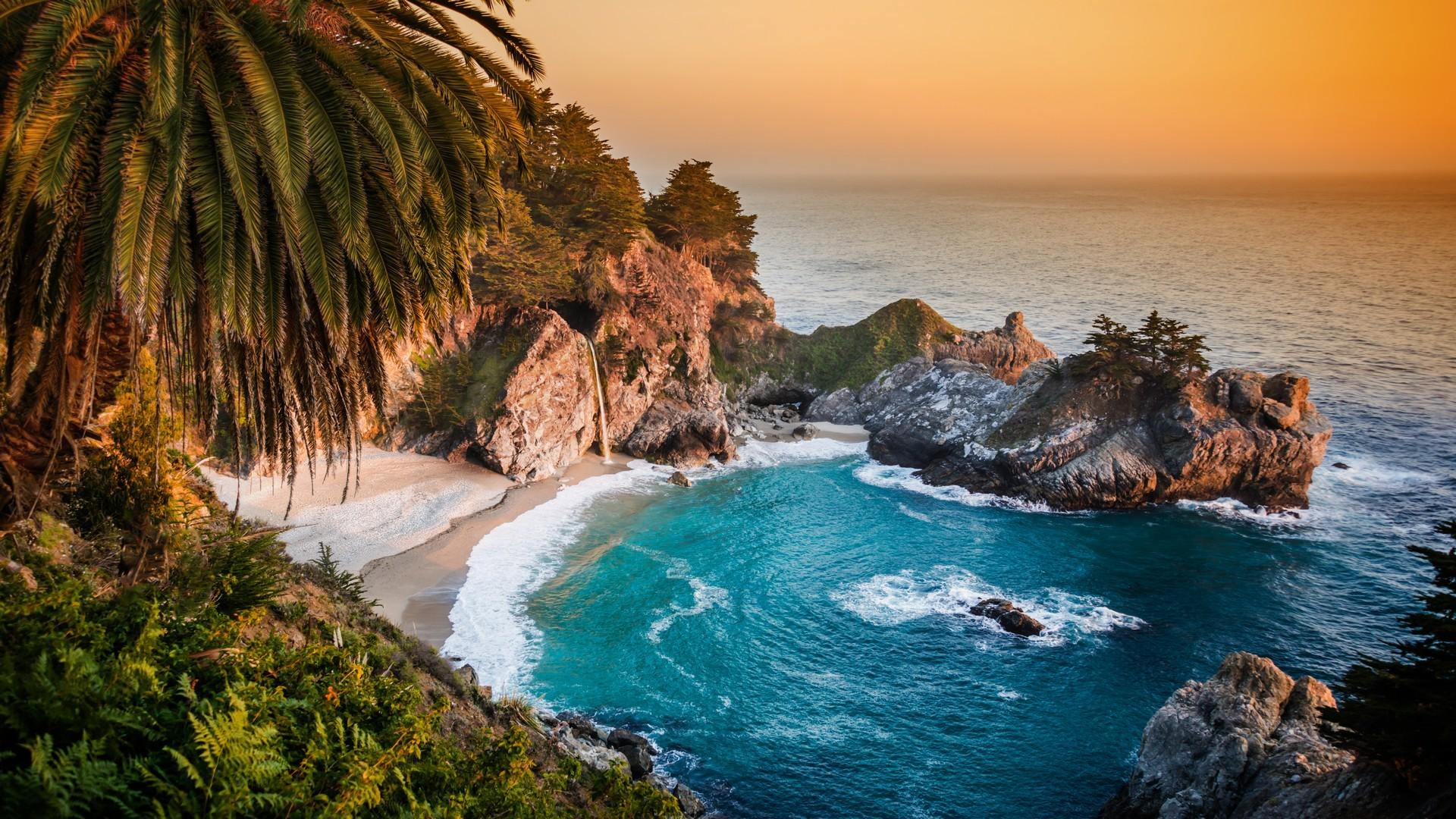1920x1080 #waves, #water, #landscape, #Pacific Ocean, #colorful, #HDR, #sea, #horizon, #nature, #California, #beach, #palm trees, wallpaper. Mocah HD Wallpaper