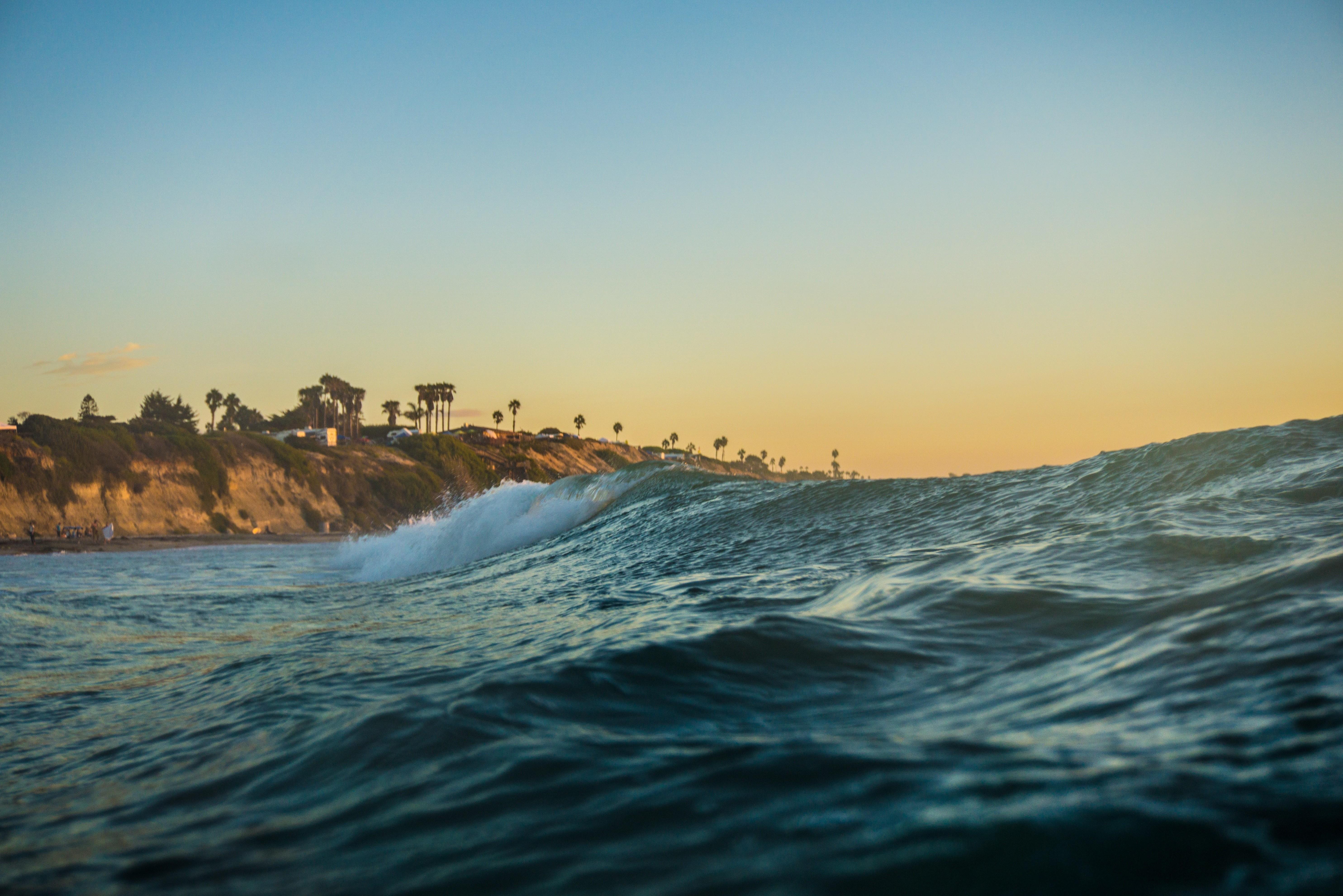 5938x3959 sea waves nature beach forest california mountain wallpaper