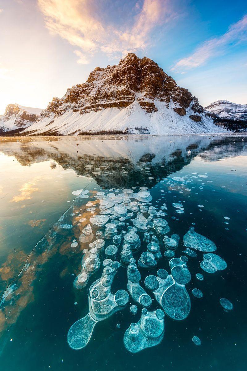 800x1199 Stunning Frozen Methane Bubbles at Abraham Lake Canada. Abraham lake, Abraham lake canada, Best winter vacations