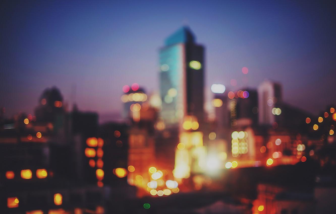 1332x850 Wallpaper lights, twilight, dusk, bokeh, downtown, Santiago, Chile image for desktop, section город