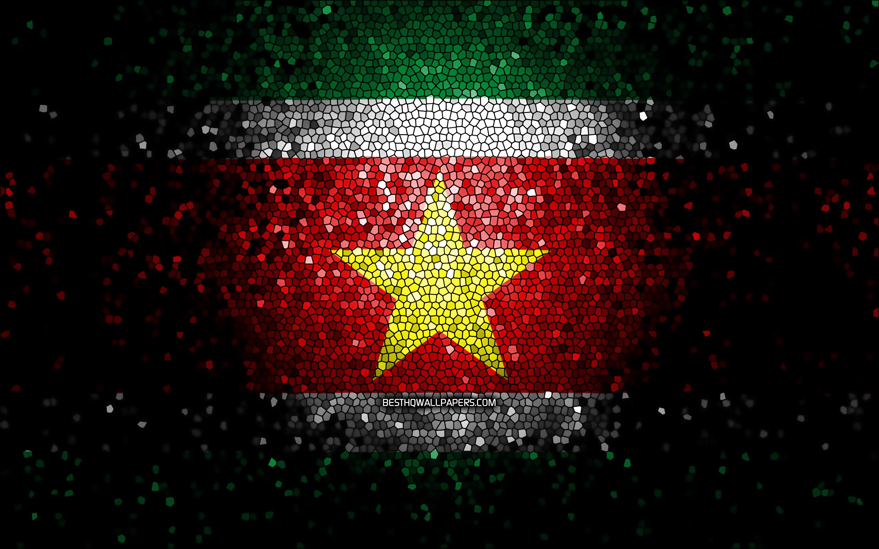 2880x1800 Download wallpaper Suriname flag, mosaic art, South American countries, Flag of Suriname, national symbols, Surinamese flag, artwork, South America, Suriname for desktop with resolution 2880x1800. High Quality HD picture wallpaper