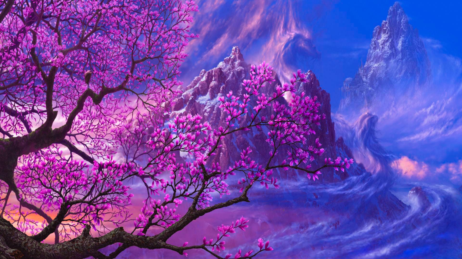 1920x1080 Anime Cherry Blossom Tree Wallpaper 4K