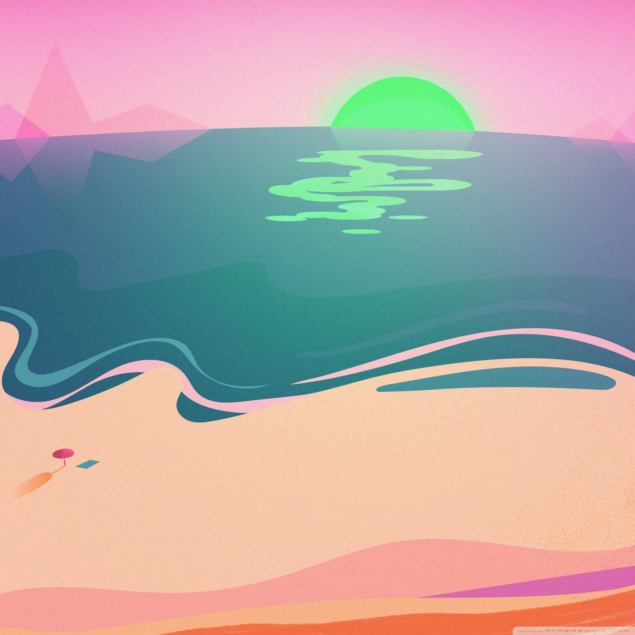 2048x2048 Sun, Sea, Beach, Mountain, Summer Illustration Ultra HD Desktop Background Wallpaper for 4K UHD TV : Widescreen & UltraWide Desktop & Laptop : Multi Display, Dual Monitor : Tablet