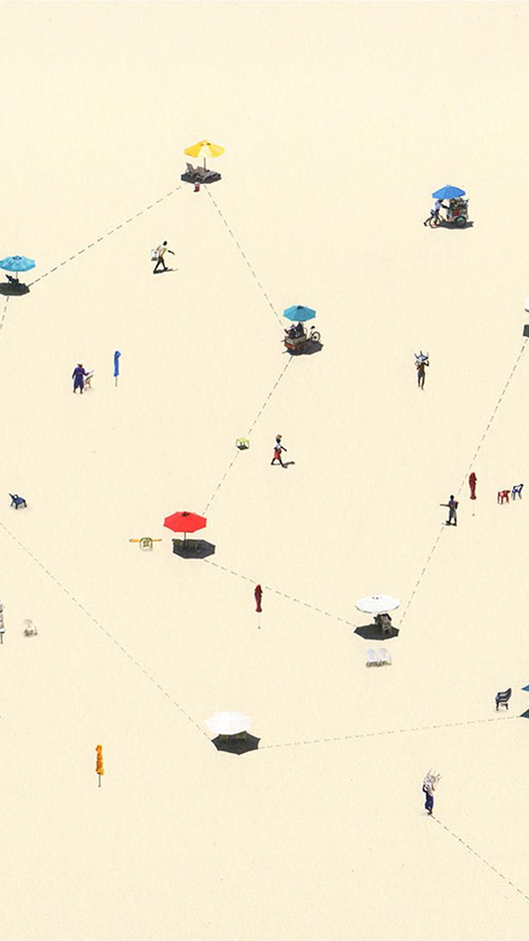 750x1334 Summer Beach Small Picture Art Illustration Wallpaper