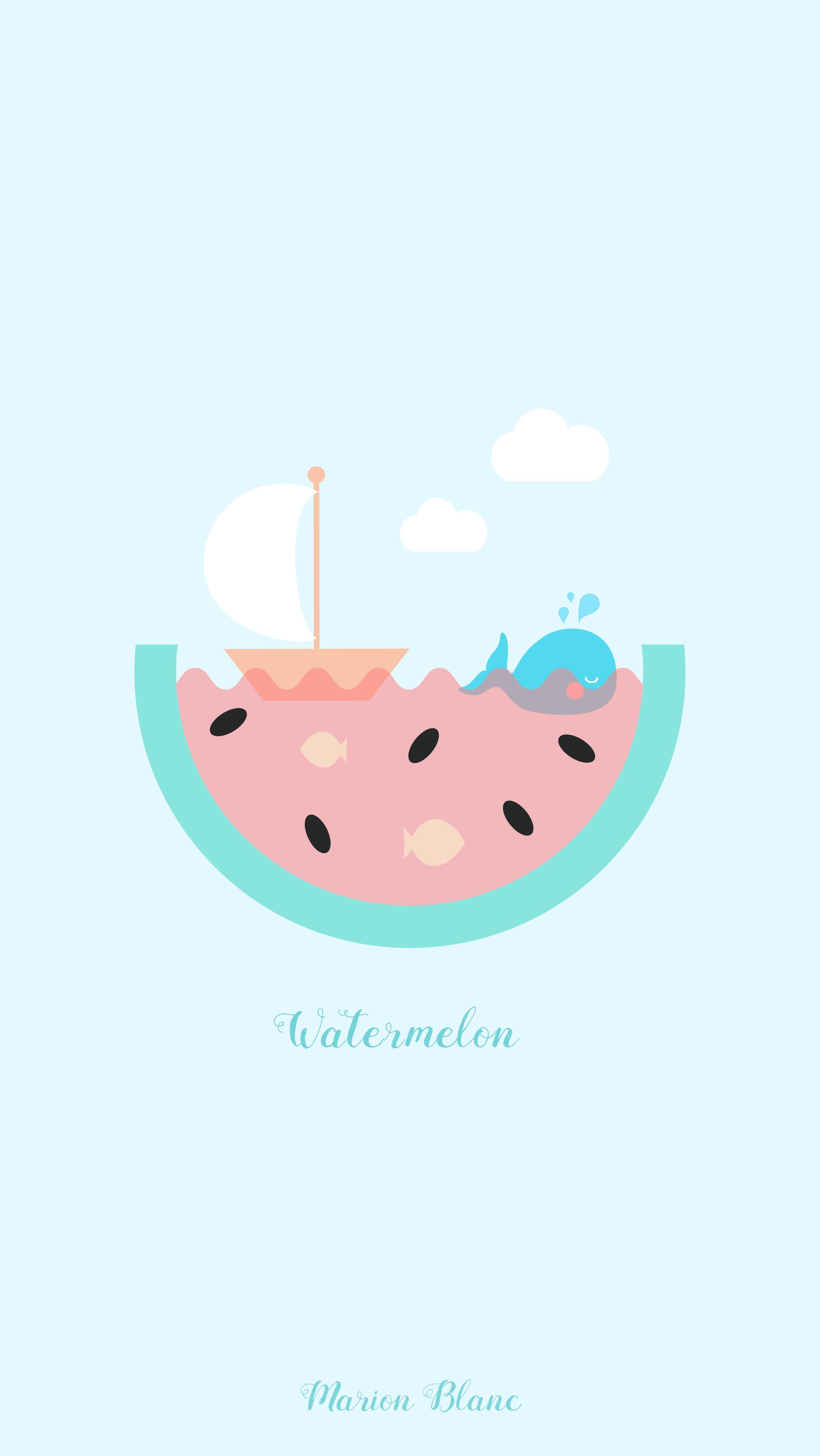 2667x4733 watermelon summer Blanc. Милые рисунки, Иллюстрации, Открытки