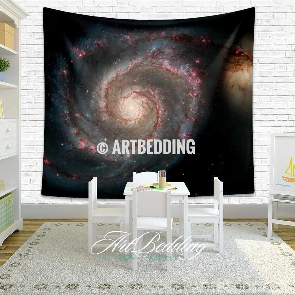 1000x1000 Galaxy Tapestry, Green spiral galaxy wall tapestry, Galaxy tapestry wa