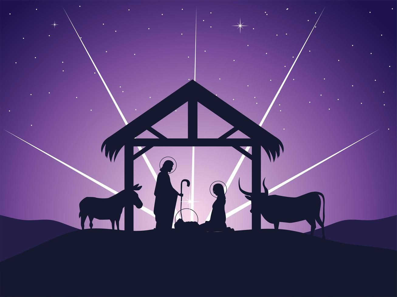 1307x980 nativity, Joseph Mary baby Jesus manger and glowing star