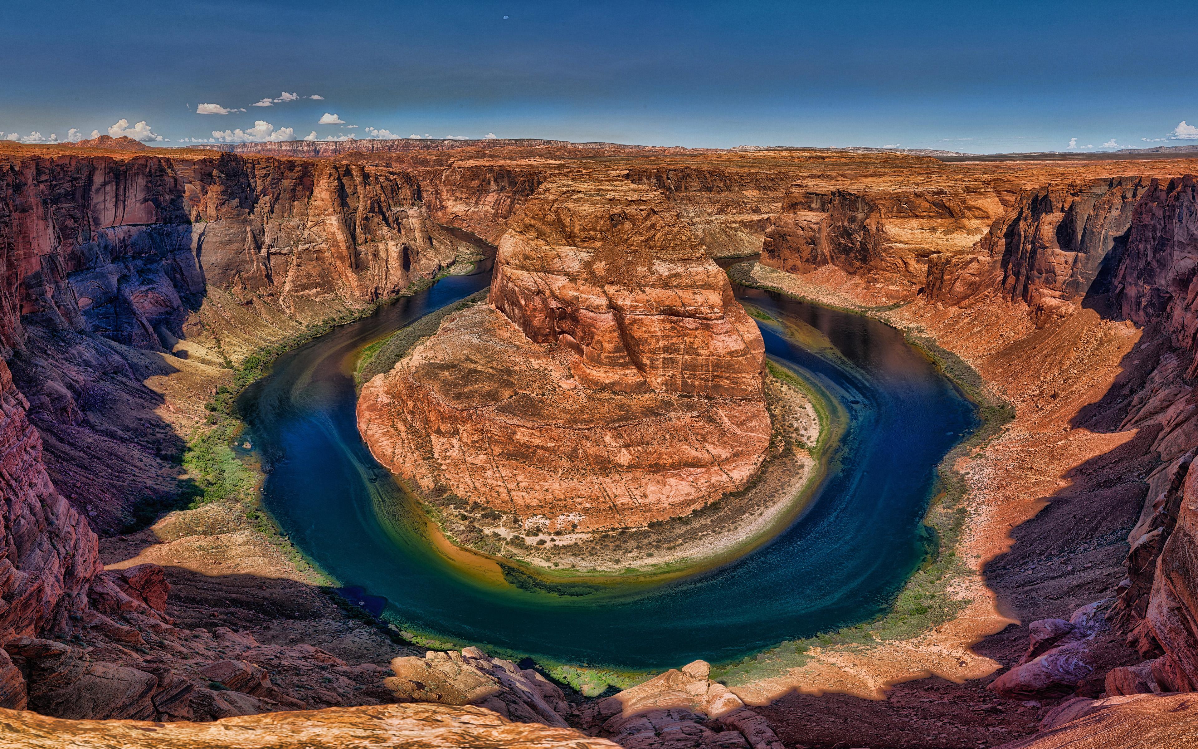 3840x2400 Download wallpaper Horseshoe Bend, 4k, Glen Canyon, summer, desert, Colorado River, american landmarks, Arizona, USA, beautiful nature, America, HDR for desktop with resolution 3840x2400. High Quality HD picture wallpaper