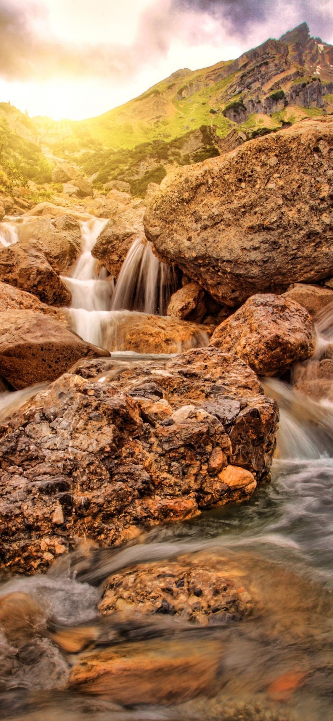 1125x2436 Download 1125x2436 wallpaper water flow, river, rocks, nature, iphone x 1125x2436 HD image, background, 3266