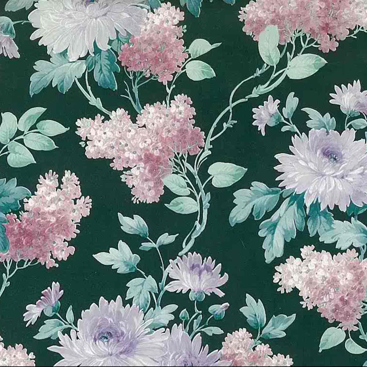 1202x1202 Green Floral Vintage Wallpaper Pink White Purple Lilacs WS5610 D Rs