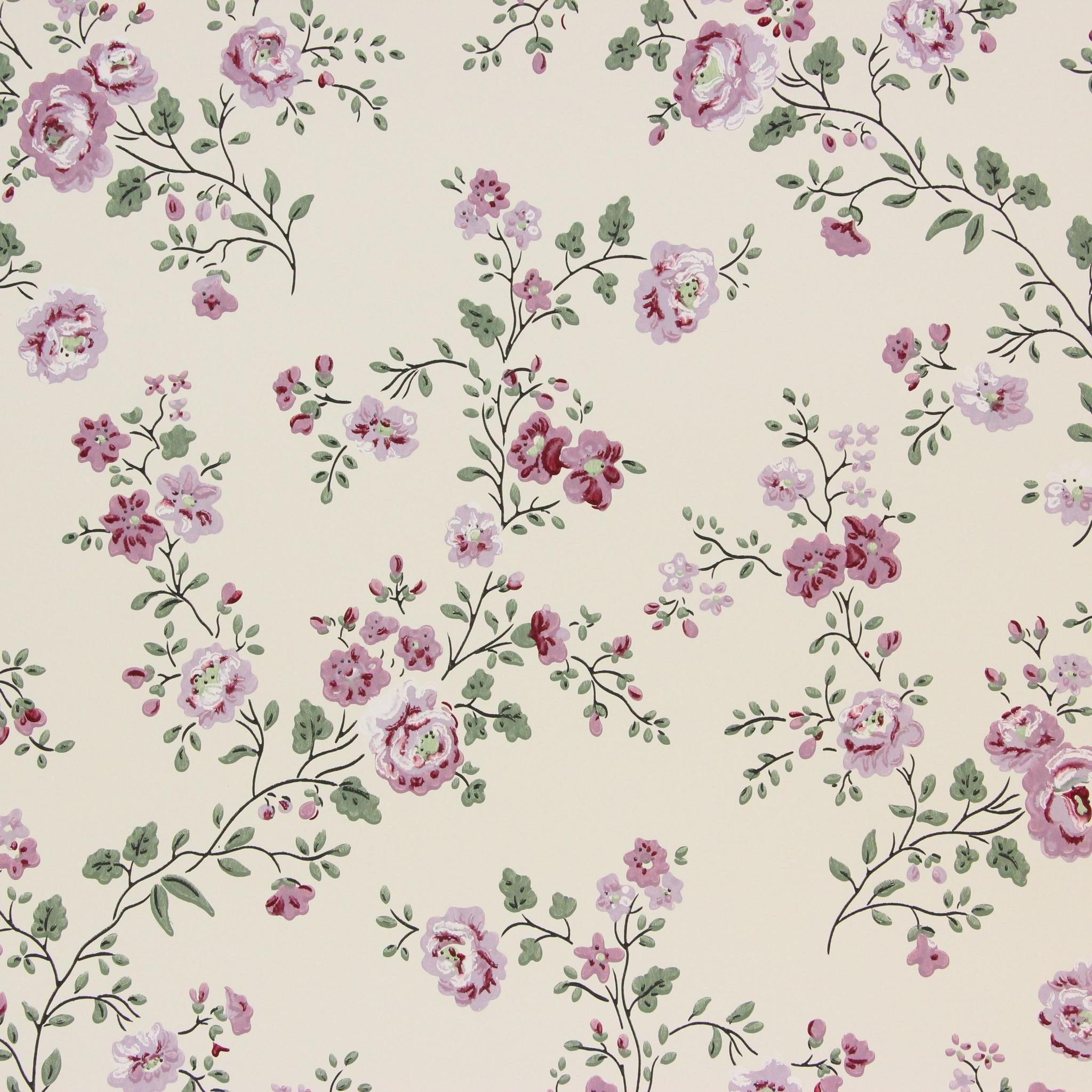 2048x2048 1950s Vintage Wallpaper Thomas Strahan Purple Flowers's Vintage Wallpaper