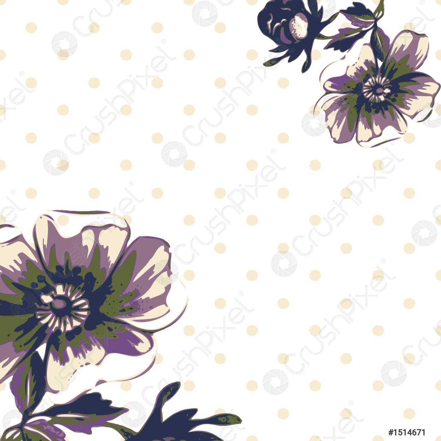 1500x1500 Vintage wallpaper frame rose flower pattern on circles polka background
