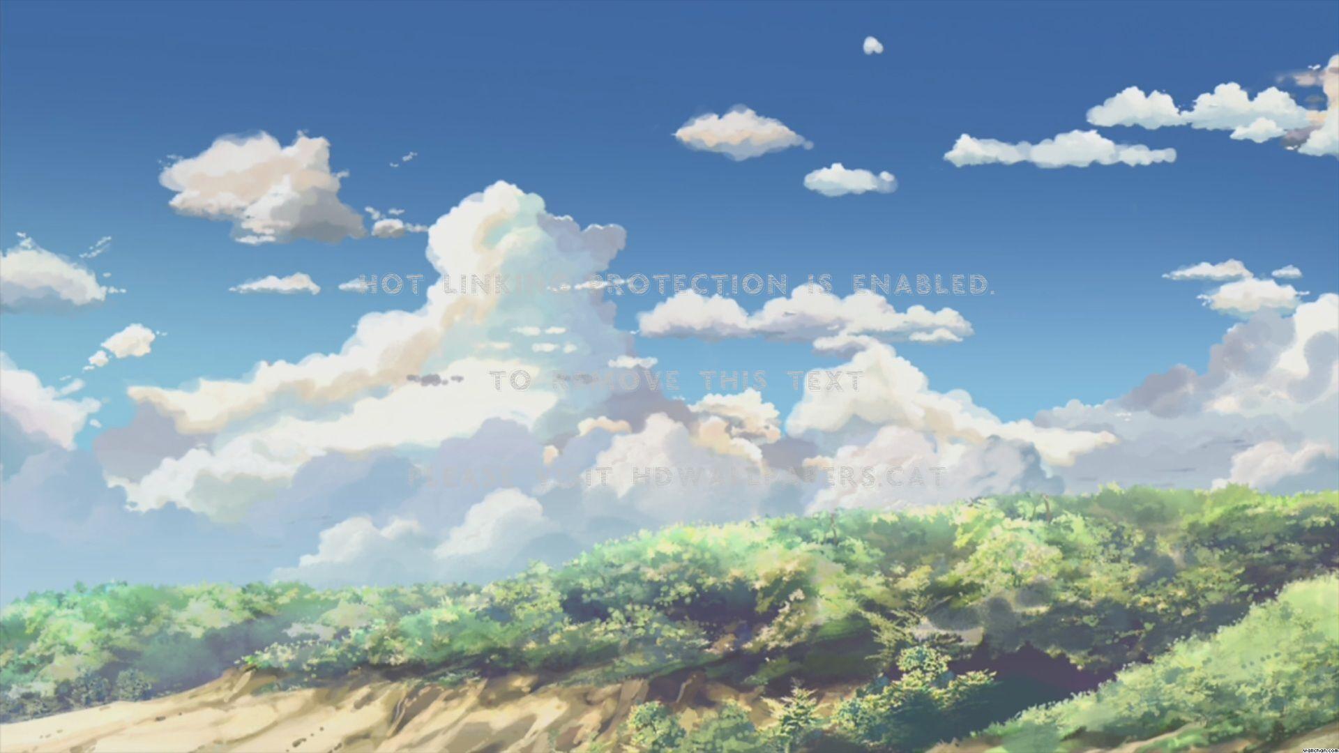 1920x1080 sunny day anime landscape sky clouds