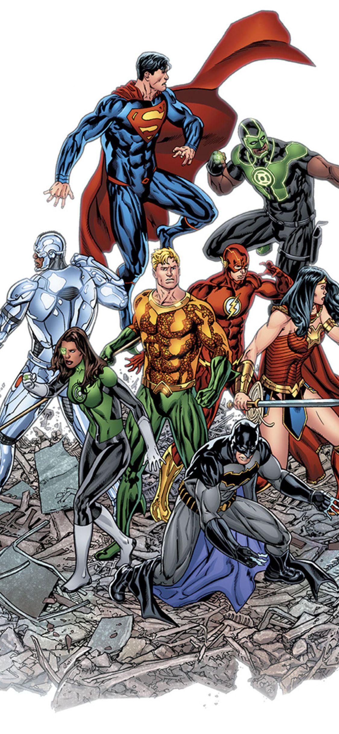 1125x2436 Cartoon Superheroes iPhone X Wallpaper