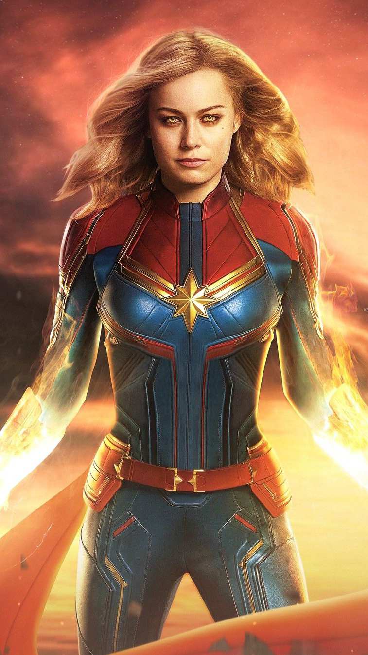 757x1346 Captain Marvel Brie Larson Powers IPhone Wallpaper Wallpaper : iPhone Wallpaper