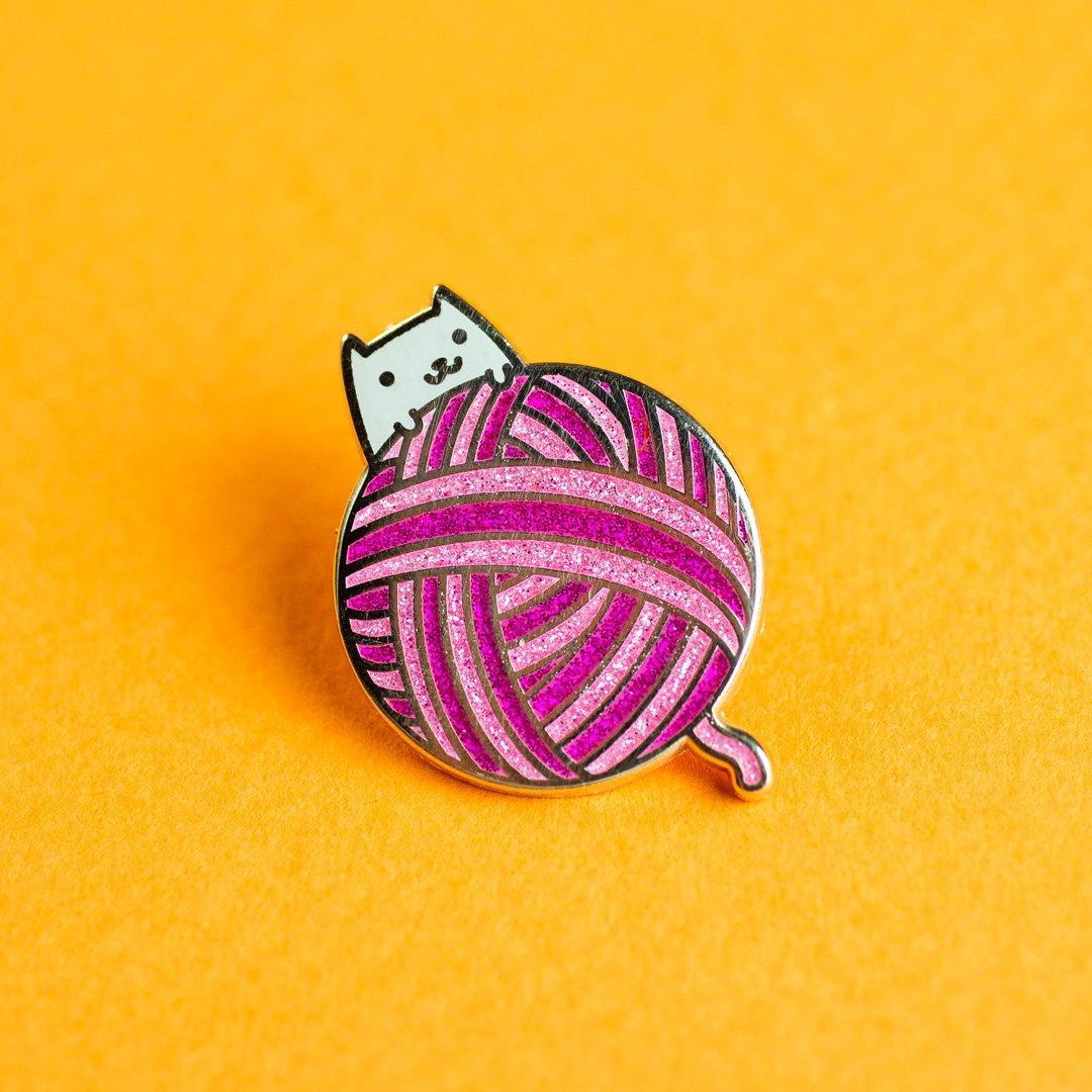 1080x1080 Yarn Ball Kitty Enamel Pin Version