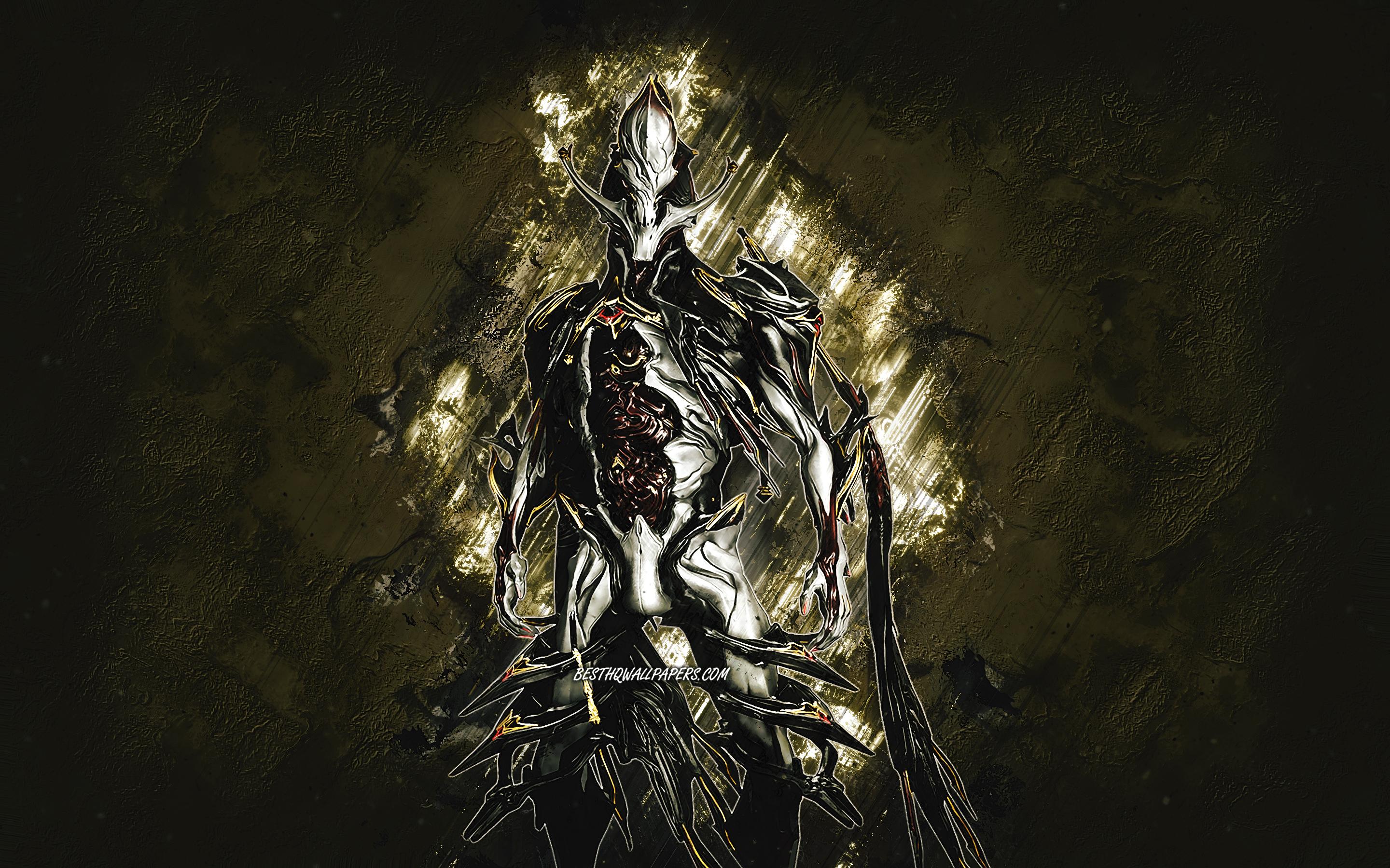 2880x1800 Download wallpaper Nekros Prime, Warframe, yellow stone background, Warframe characters, Frost Prime Warframe, Nekros Prime skin, creative art for desktop with resolution 2880x1800. High Quality HD picture wallpaper