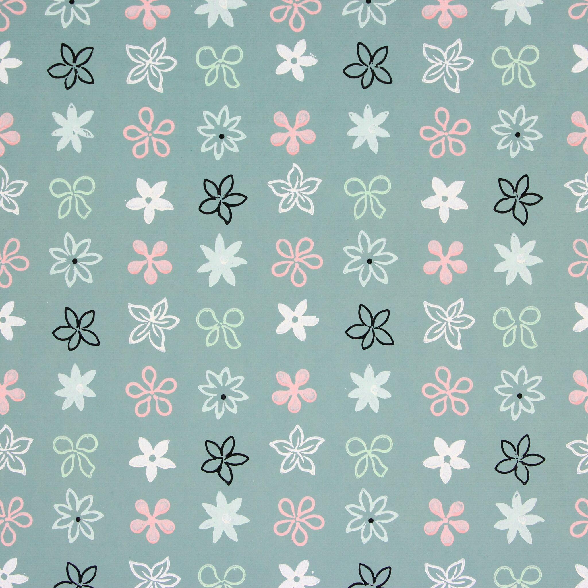 2048x2048 1950s Vintage Wallpaper Pink White Floral Geometric on Green's Vintage Wallpaper