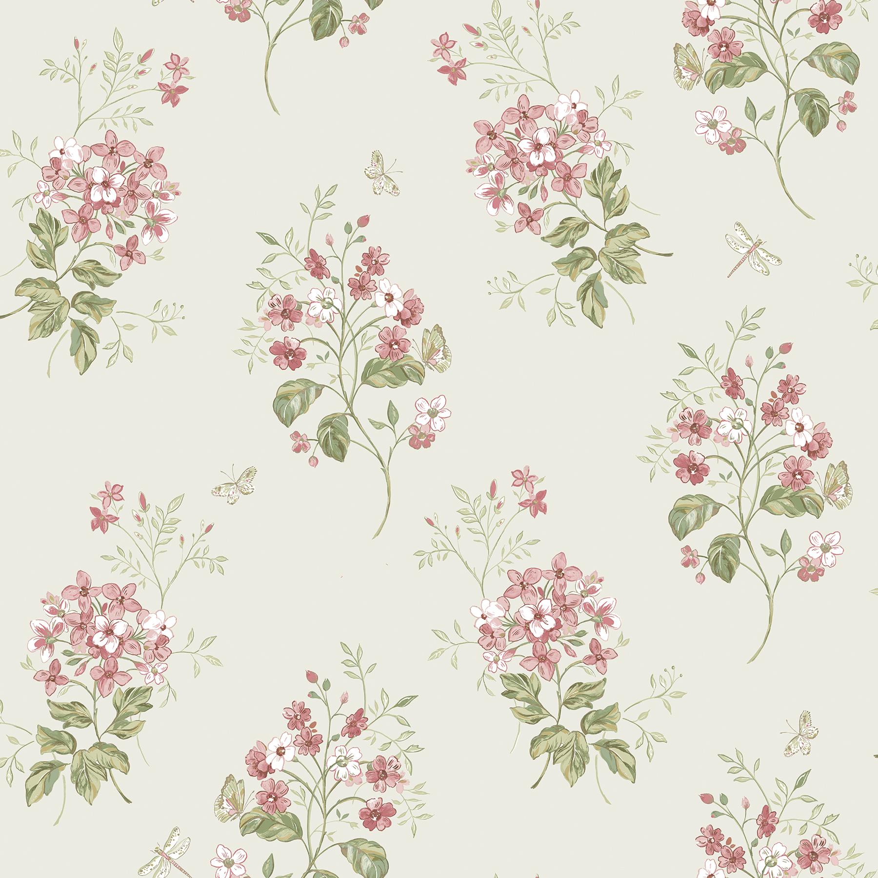 1800x1800 Columbia Paints. Beverly Pink Floral Wallpaper