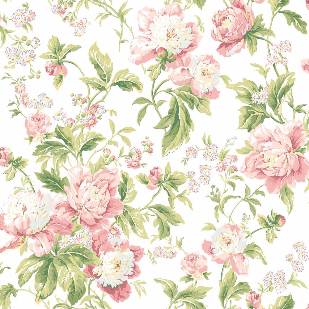 1000x1000 York Wallcoverings FLORAL PINK WHITE WALLPAPER In The Wallpaper Department At