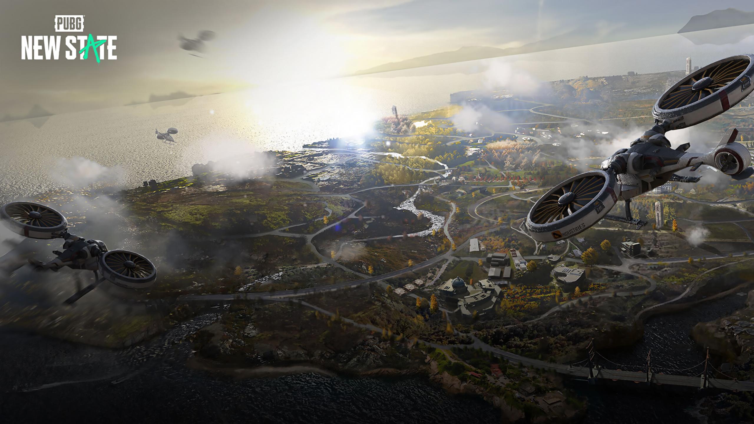 2560x1440 PUBG: New State Cinematic Aerial View Map Wallpaper 2k for Desktop