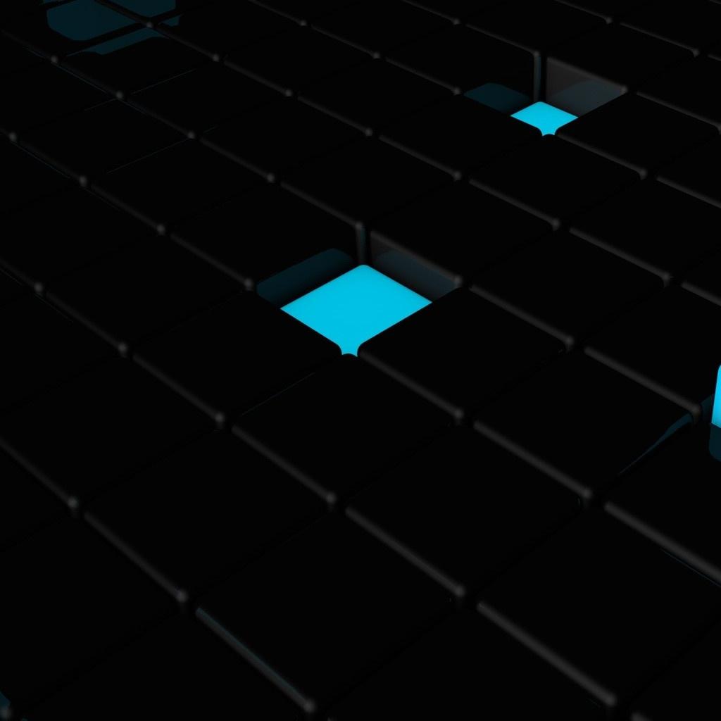 1024x1024 Black and Teal Wallpaper