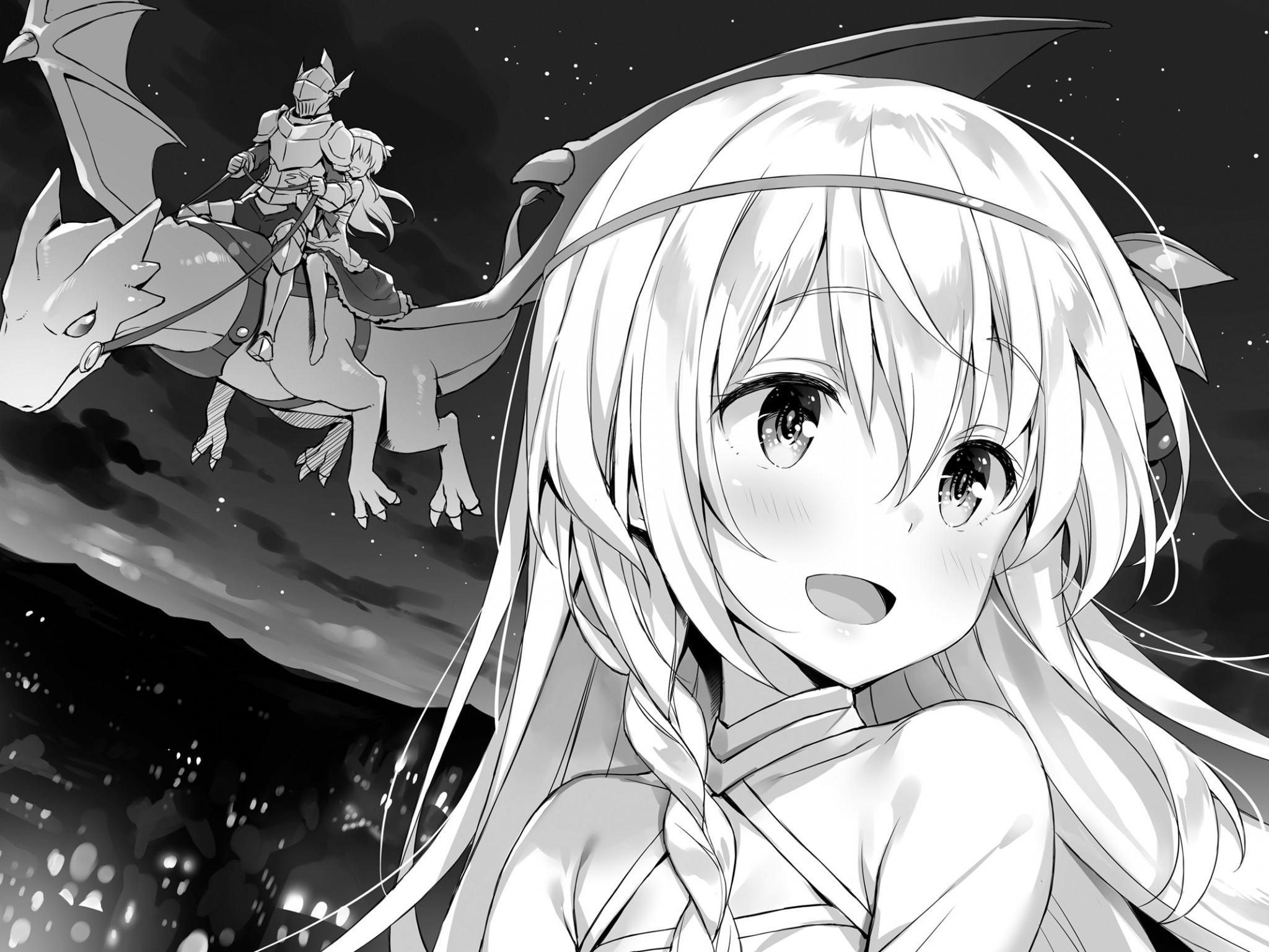 2048x1536 Download 2048x1536 Konosuba, Aqua, Dragon, Black And White Wallpaper for Ainol Novo 9 Spark