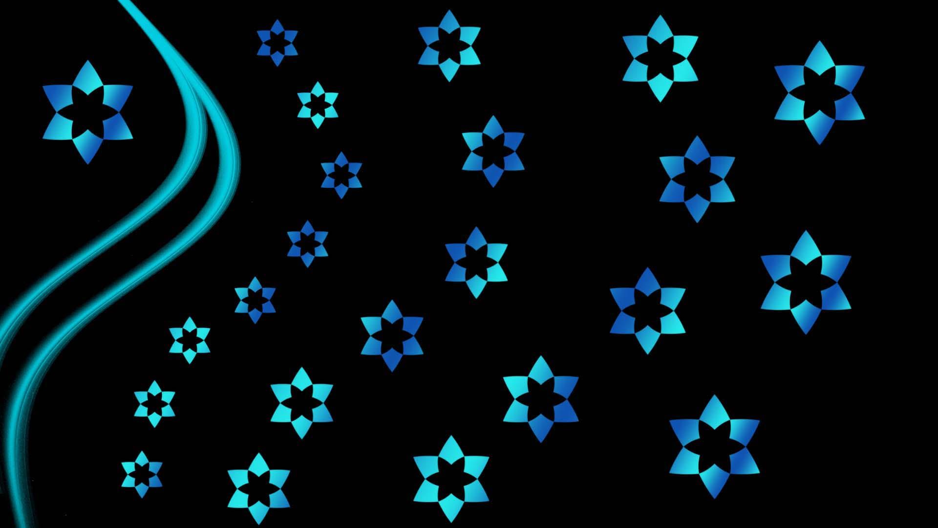 1920x1080 Aqua Blue Stars Black HD Abstract Wallpaper