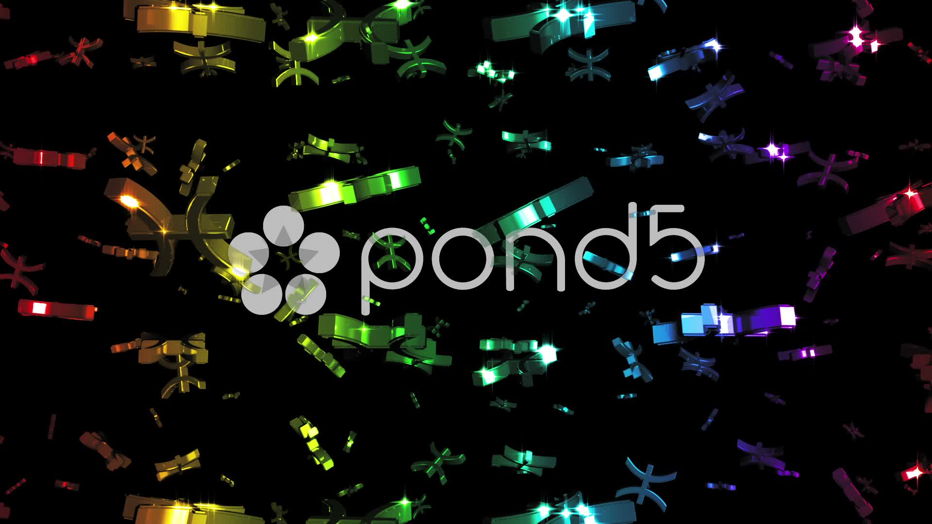 1920x1080 Looping Rainbow Zodiac Pisces Symbols Falling Footage