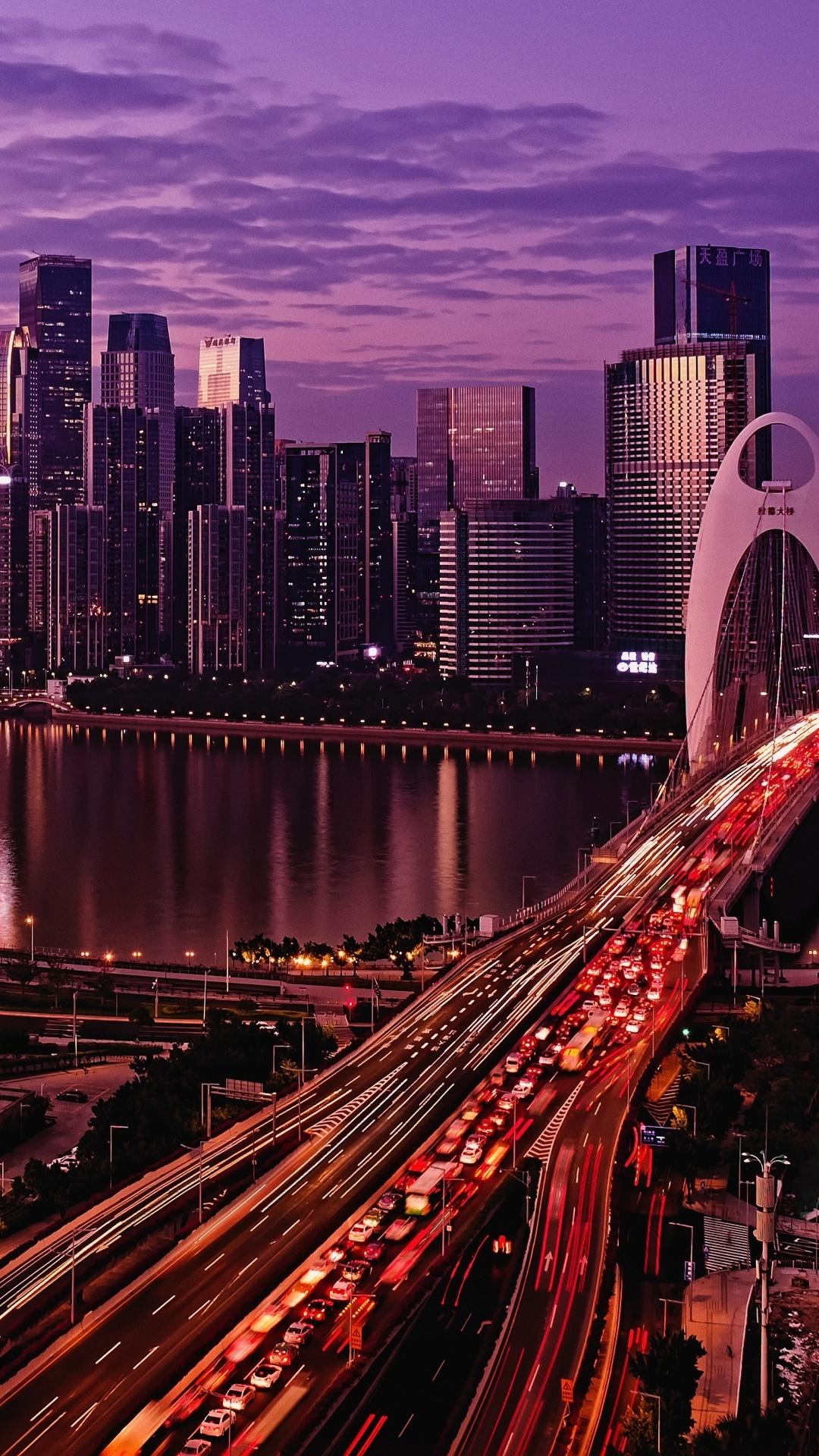 1080x1920 1080x1920 china, world, hd, buildings, city, night, traffic, bridge for iPhone 8 wallpaper