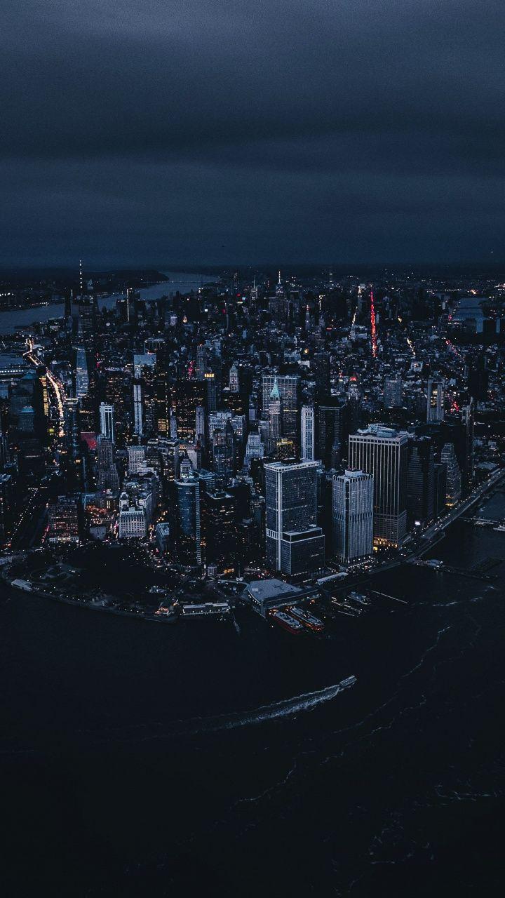 720x1280 New york, city, aerial view, night, buildings, 720x1280 wallpaper. New york wallpaper, York wallpaper, City wallpaper