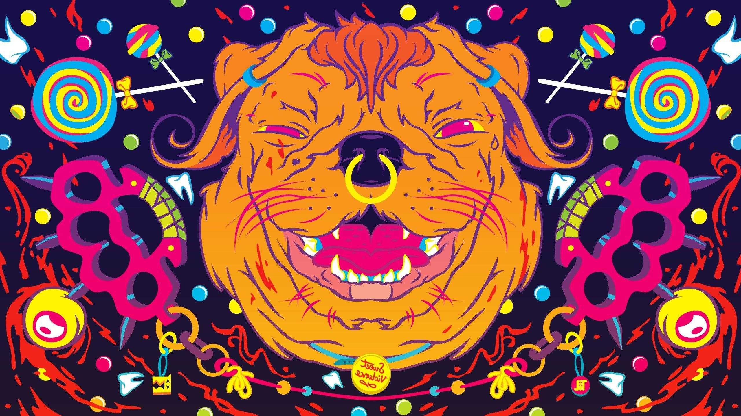 2560x1440 Colorful Dog Wallpaper