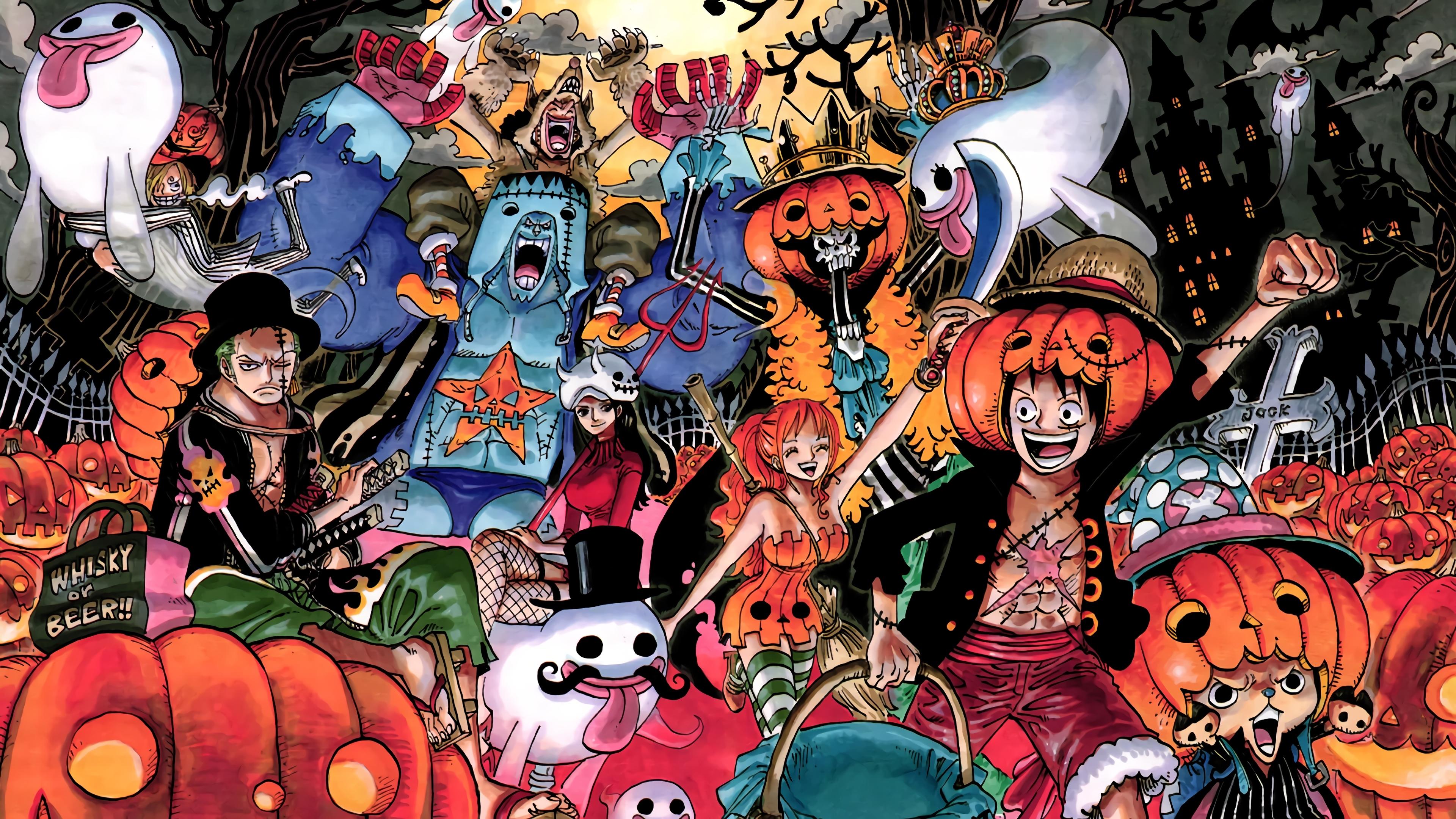 3840x2160 Straw Hat Pirates Halloween One Piece 4K