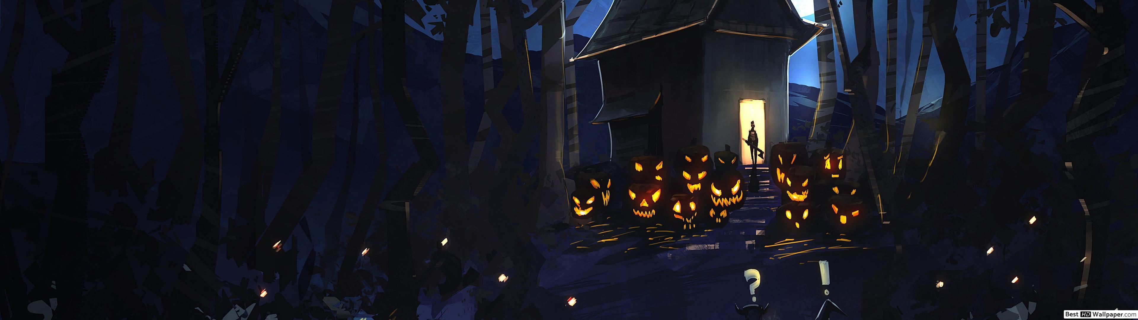 3840x1080 Halloween Dual Screen Wallpaper