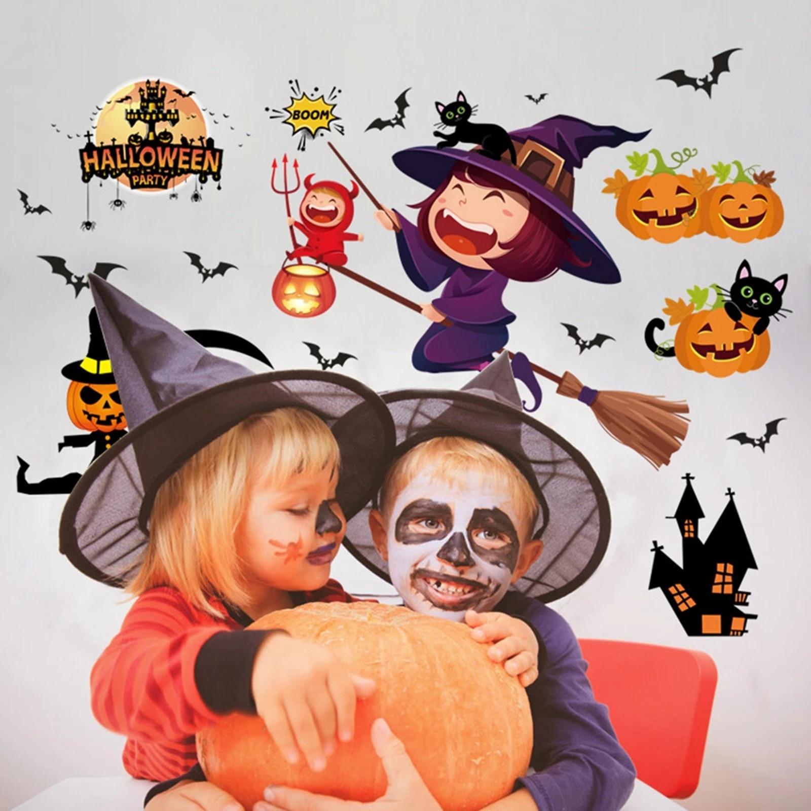 1600x1600 Halloween Wall Stickers Pumpkin Window Decal Self Adhesive Wallpaper For Kids Room Diy Art Wall Decals Очень Приятно Бог 2021. Party DIY Decorations