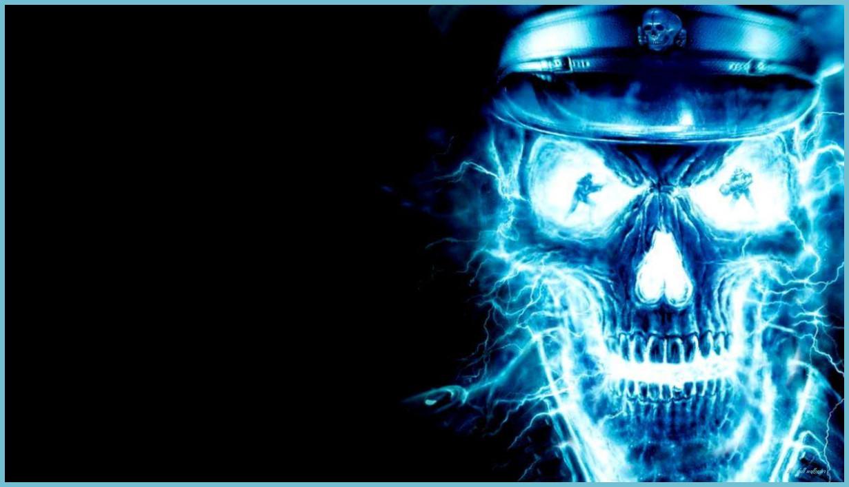 1231x707 Blue Skull Fire Wallpaper Skull Wallpaper