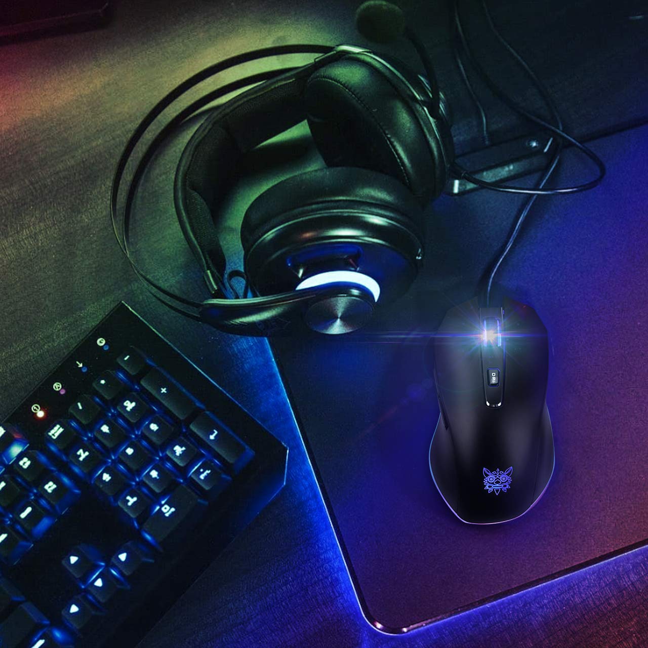 1280x1280 ONIKUMA USB Wired Gaming Mouse with 8000 DPI & 6 Programmable Buttons & RGB Breathing Lights for PC, Mac, Laptop, Desktop Computer Bundle with Thin Mouse