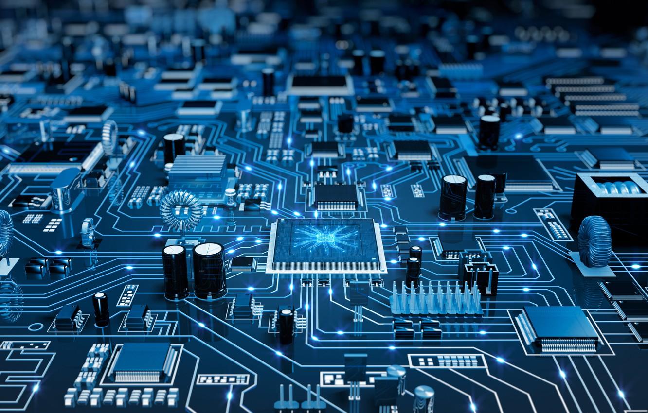 1332x850 Wallpaper Blue Background, Chip, Board, Electronic Board Image For Desktop, Section Hi Tech