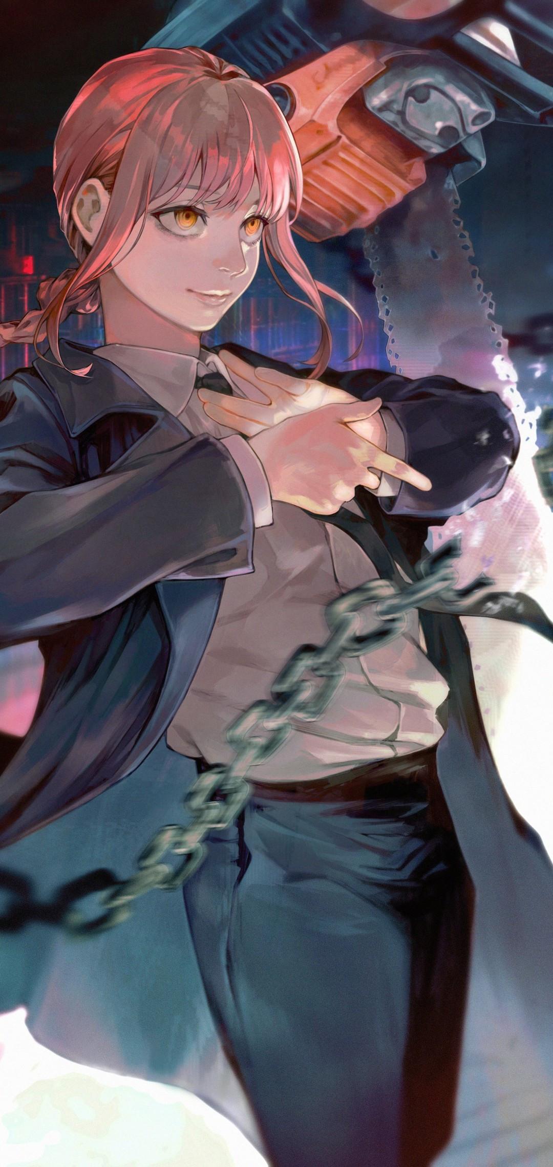 1080x2280 Download 1080x2280 Chainsaw Man, Makima, Chains, Pink Hair, Coat Wallpaper for Samsung Galaxy S10e, Xiaomi Mi A2 Lite, OnePlus 6