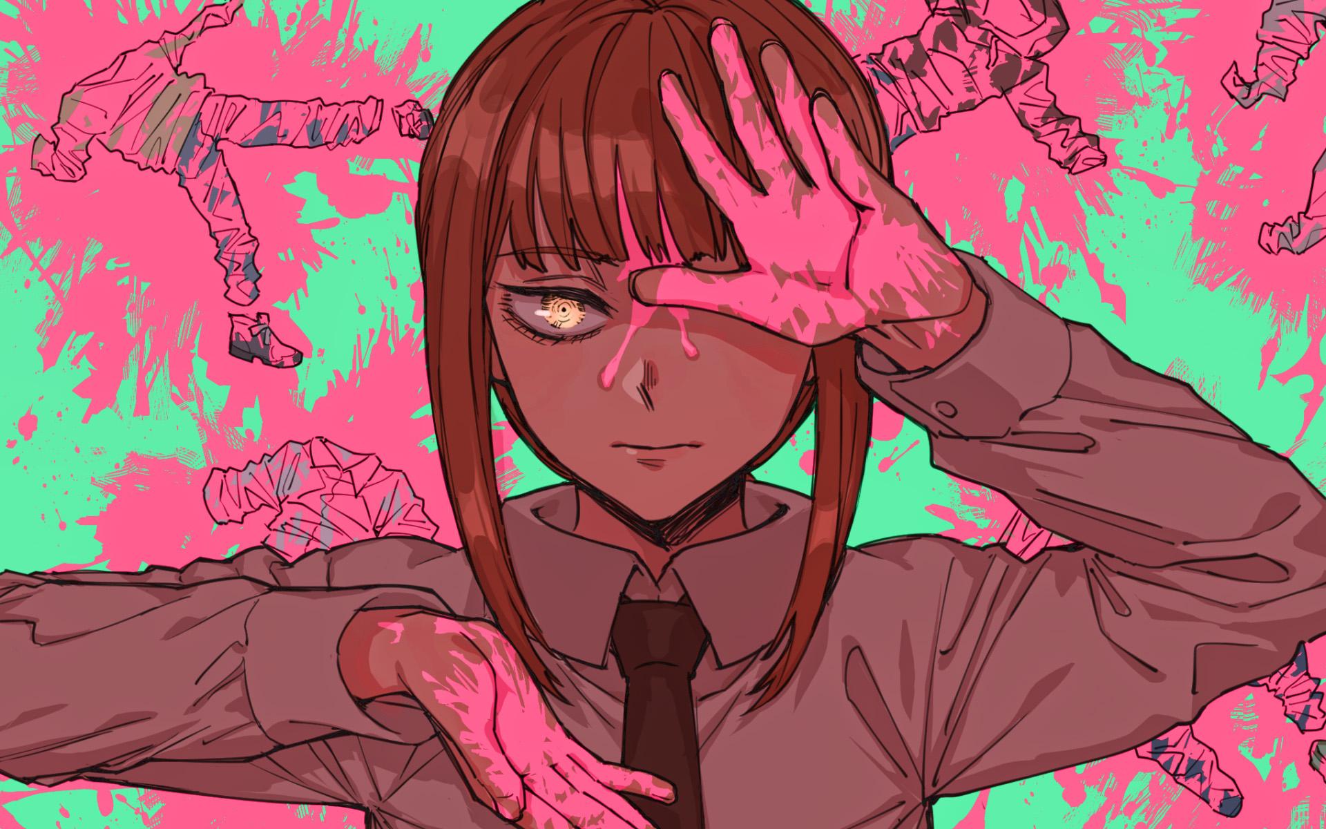 1920x1200 Download wallpaper Makima, grunge art, Chainsaw Man, manga, antagonist, Chainsaw Man characters, Makima Chainsaw Man for desktop with resolution 1920x1200. High Quality HD picture wallpaper