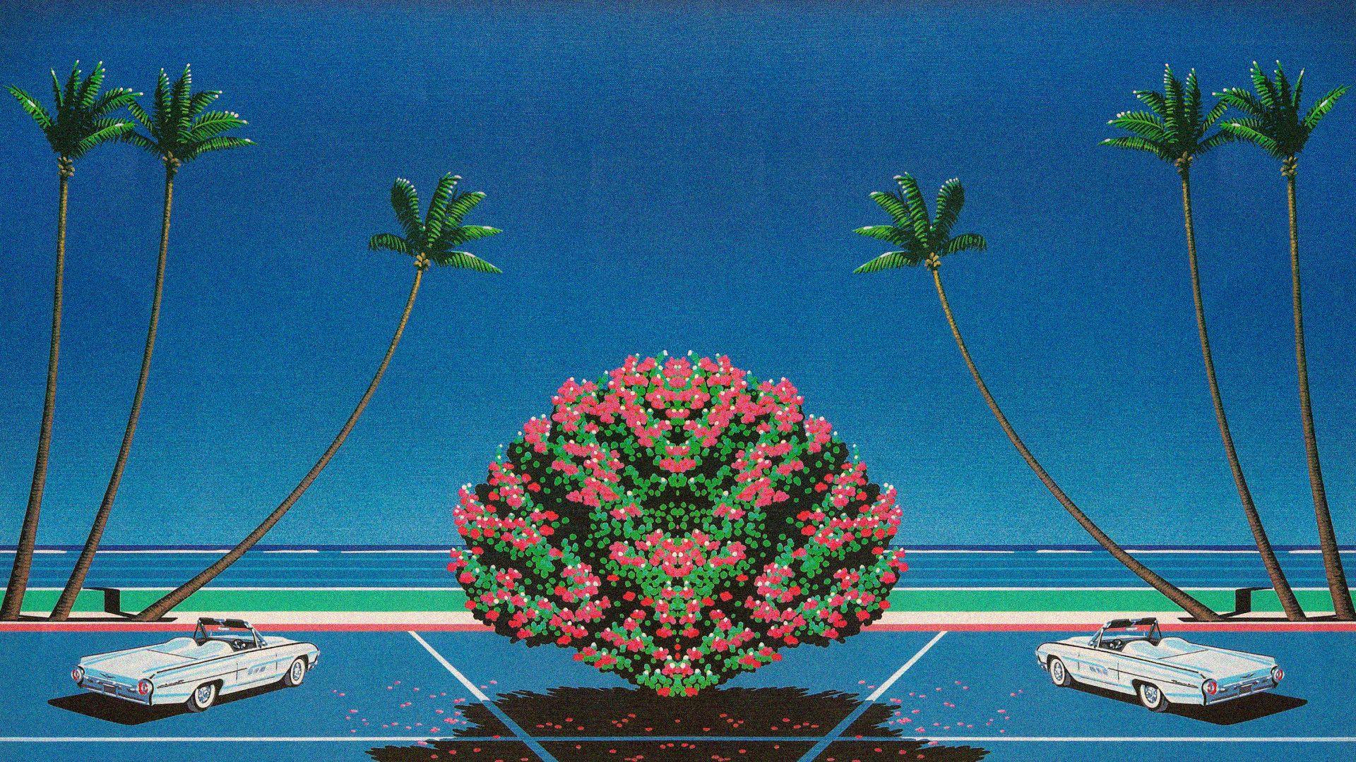 1920x1080 Vaporwave Palm Tree Wallpaper, HD Vaporwave Palm Tree Background on WallpaperBat