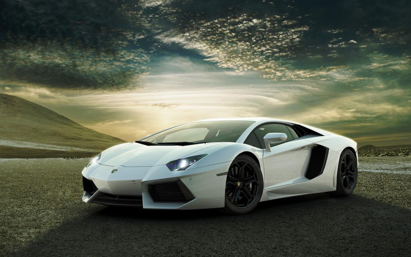 1440x900 White Lamborghini Aventador Wallpaper in jpg format for free download