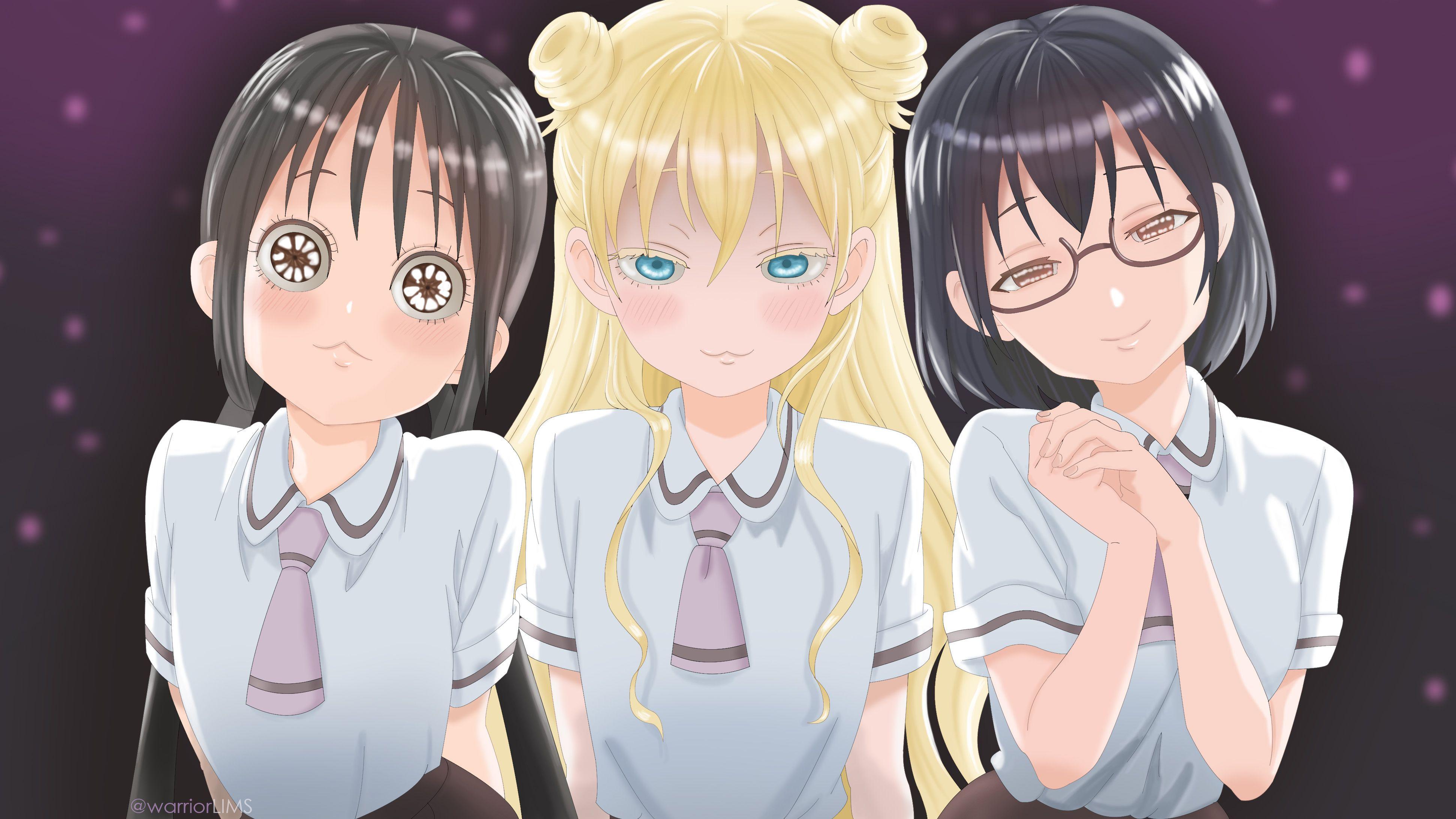 3885x2185 AsobiAsobase #art #schoolgirl #anime #animegirl #girls #wallpaper #otaku #cute #kawaii d #blond #brunette #digitalart #lims #. Anime, Comedy anime, Anime love