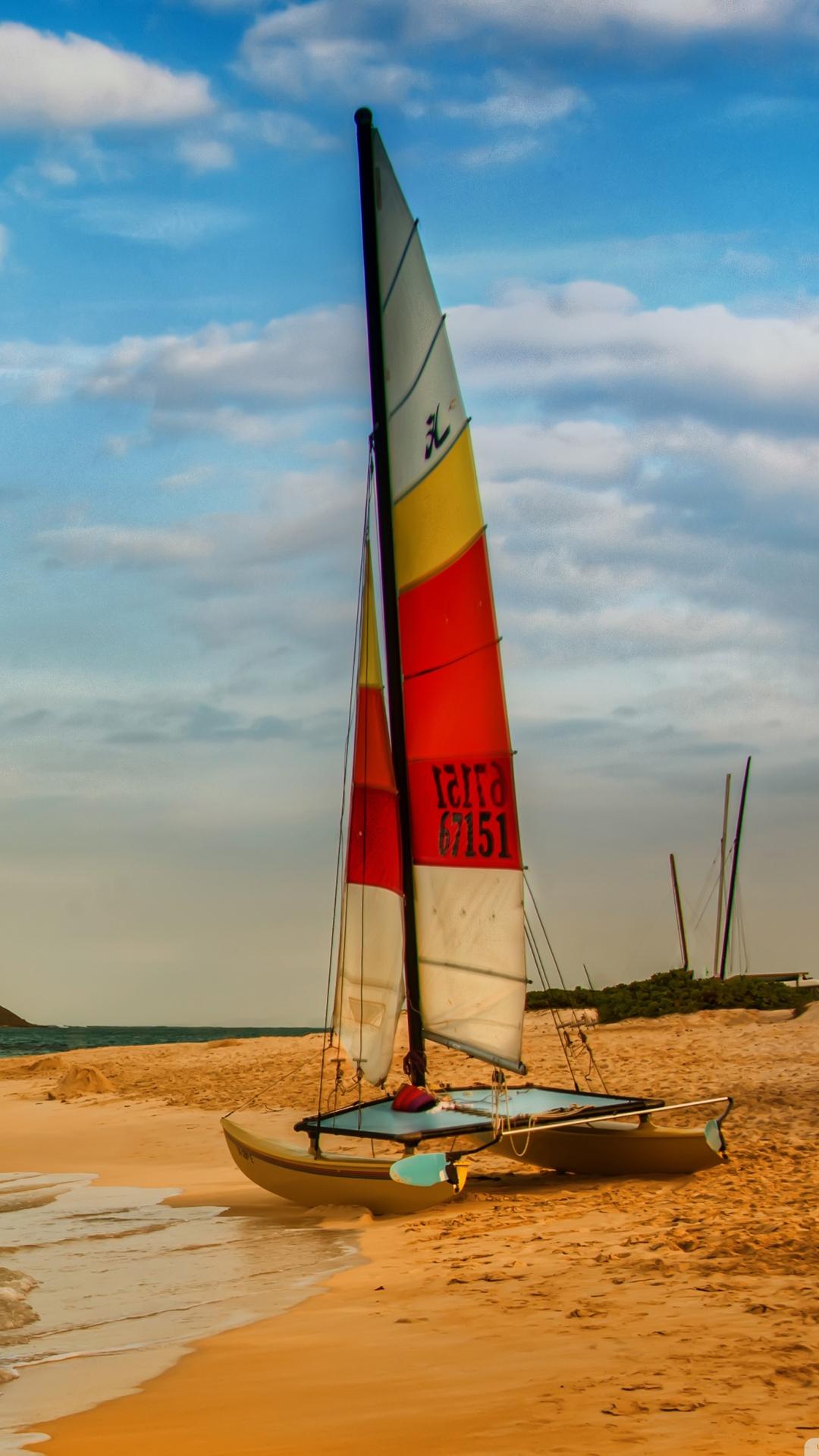 1080x1920 Boat on Oahu beachK wallpaper, free and easy to download