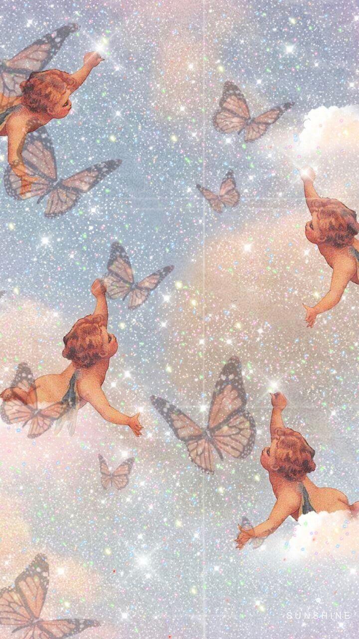 720x1280 Baby angel butterfly wallpaper x