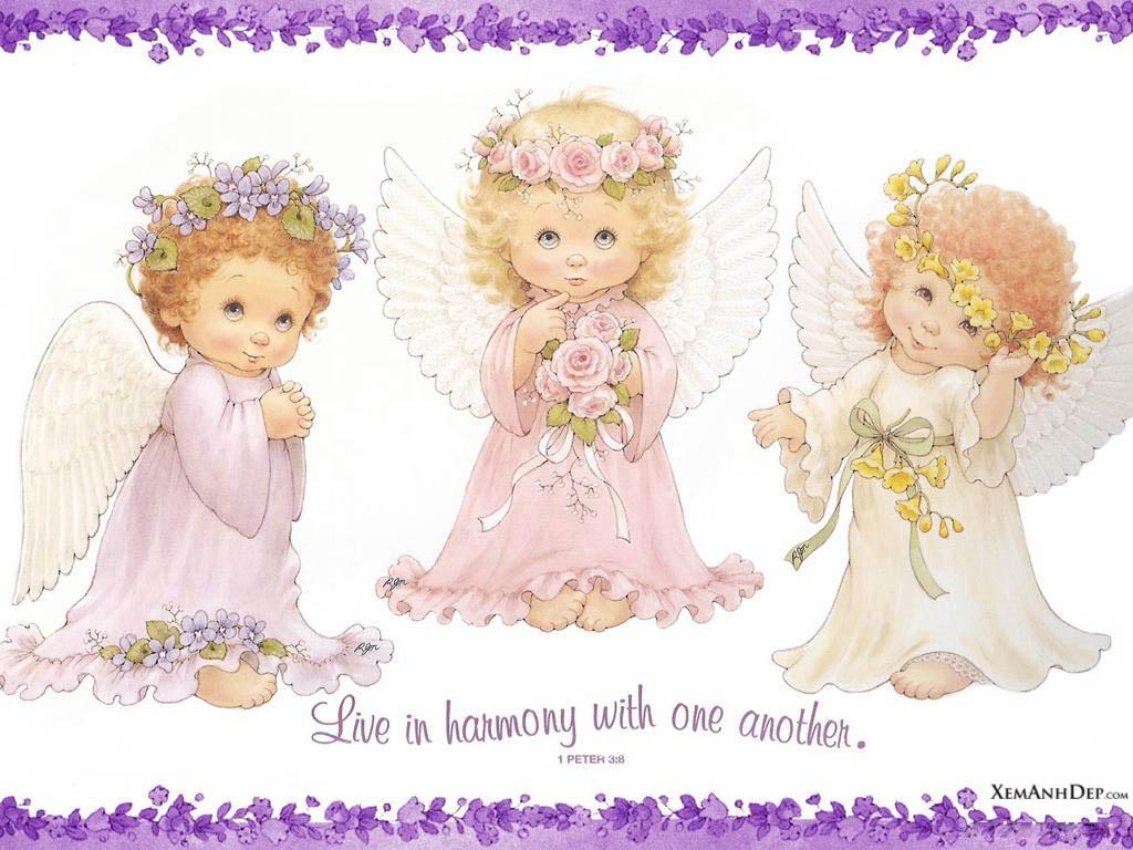 1024x768 Free Wallpaper Baby Angels