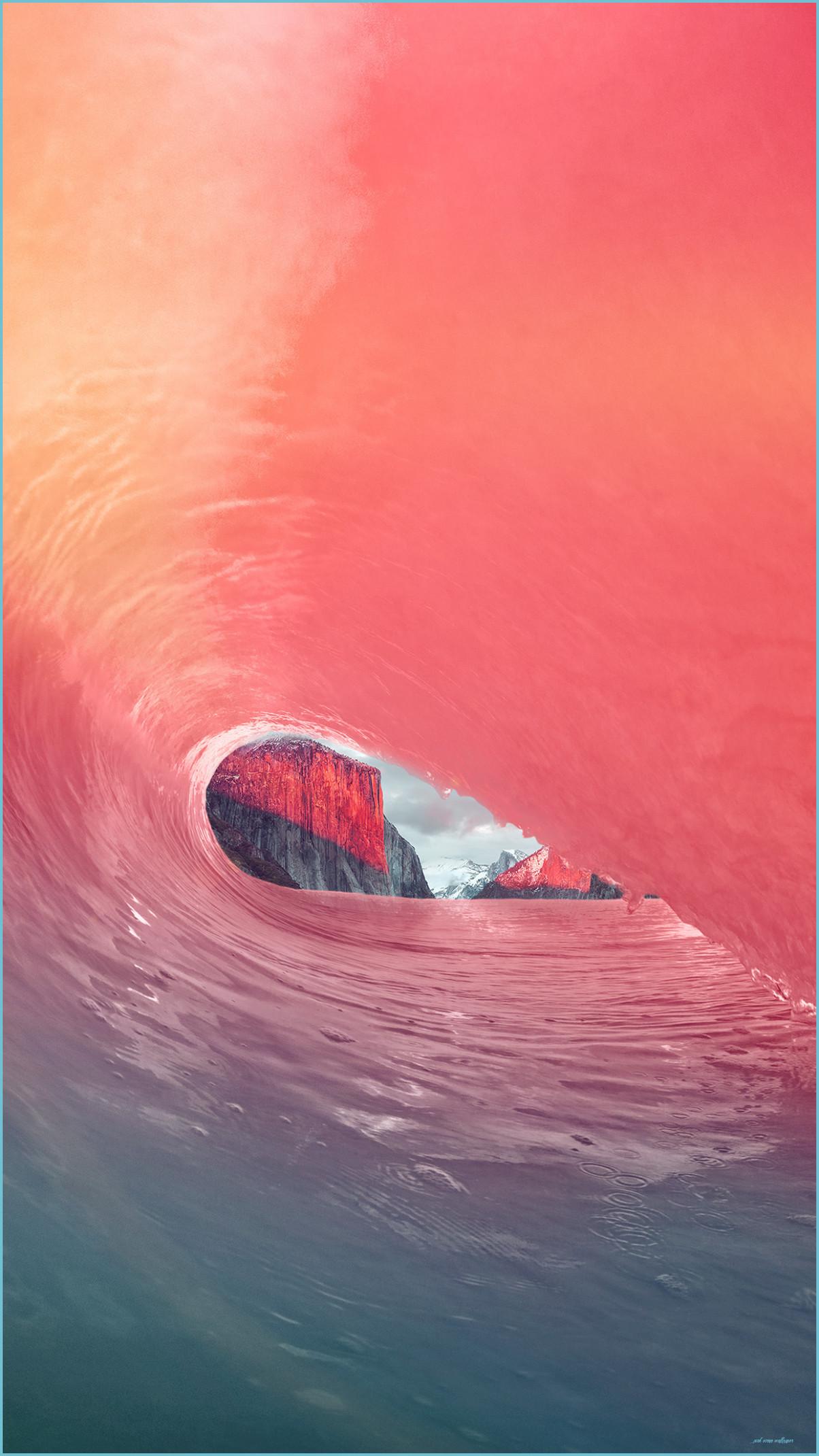 1204x2141 Mw14 Apple Osx Yosemite Wave Rainbow Sea Pink Wallpaper Ocean Wallpaper
